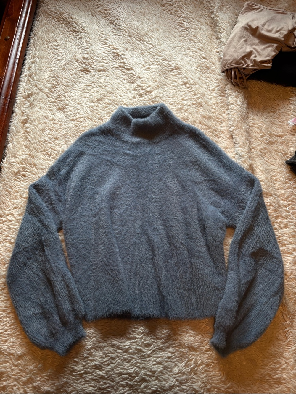 Truth Fuzzy Mock Neck Sweater - Slate Blue